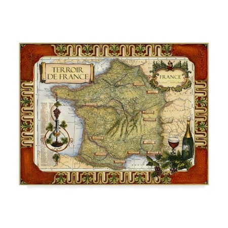 Unknown 'Wine Map Of France On Cgp' Canvas Art,14x19